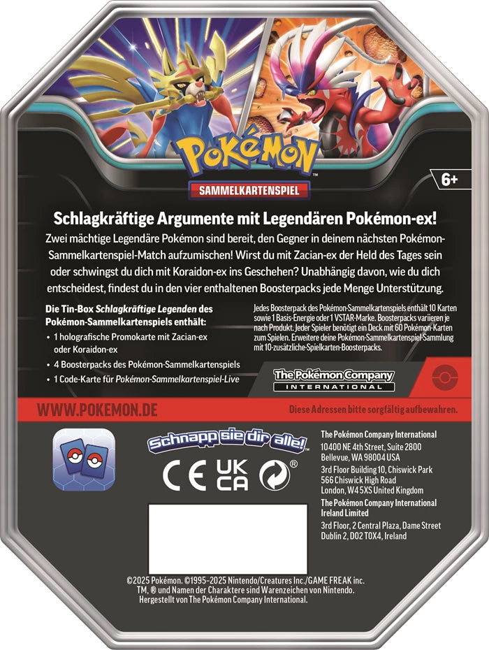 Pokemon Tin Box – Zacian ex (Sommer 2025, Deutsch)