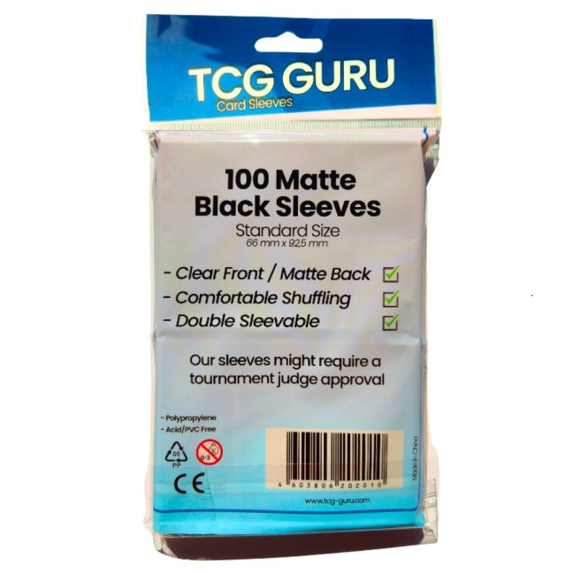 TCG Guru – 100 Matte Black Sleeves – Standard Size