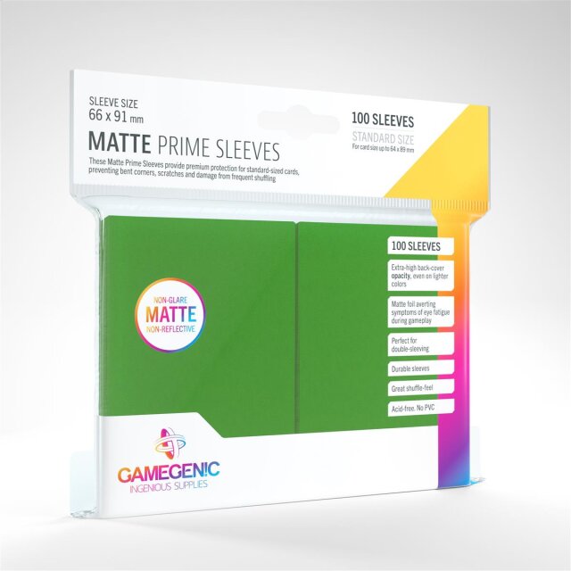 Gamegenic – Matte Prime Sleeves (100 Kartenhüllen, Standardgröße) - Grün