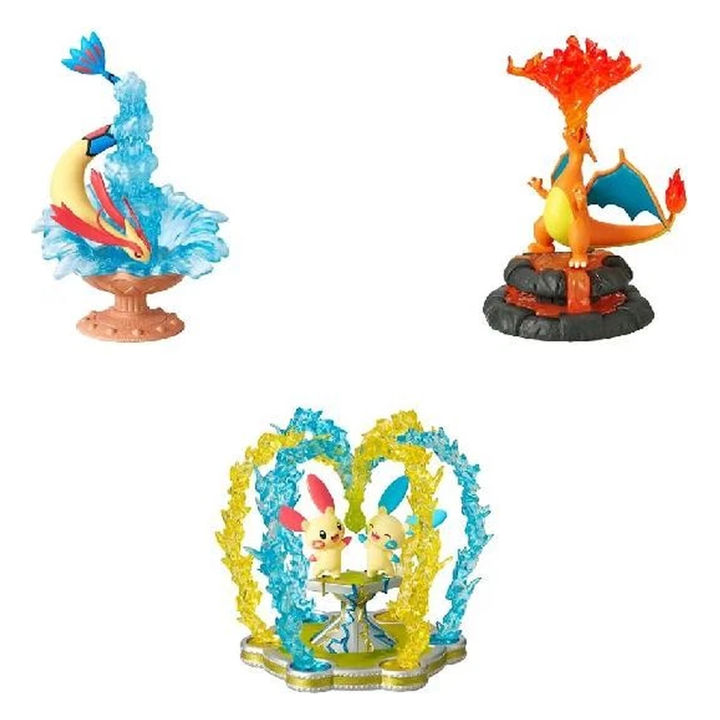 Re-Ment Pokemon Shower Splash! Milotic, Glurak, Plusle & Minun