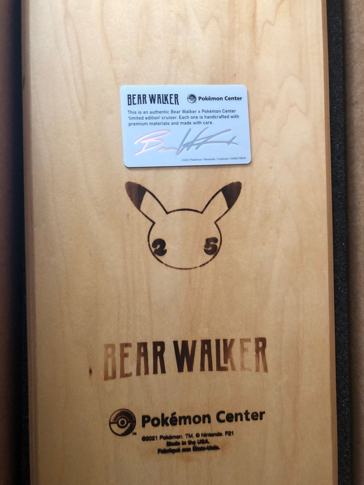 Original Pokemon Center x Bear Walker Hand geschnitzt Piplup Plinfa Tiplouf Skateboard LIMITIERT